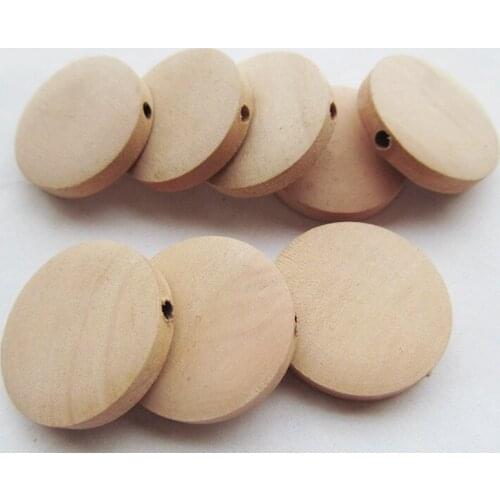 20pcs 25mm Unfinished Thick Flat Circle Round Discs Natural Wood Spacer Beads Pendant Charm Findings,Hole through,DIY Accessory