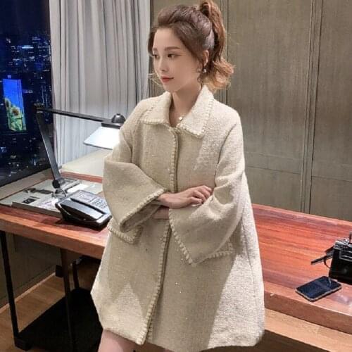 Spring/autumn women coats fashion women jackets sweet blend and wool clothing female coats mid-long loose outerwear korean style