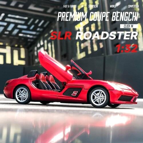 Diecast 1:32 Toy Car Mercedes Benz SLR Roadster Alloy Model Miniature Metal Vehicle Collection for Children Christmas Gifts Boys