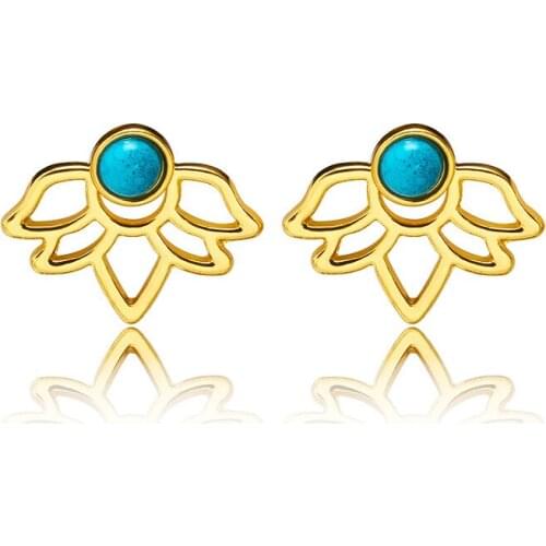 Fashion Simple Resin Alloy Hollow Lotus Earrings For Women Golden Color Cute Earrings Gift 2017 Volunge Jewelry New