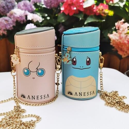 Pokemon Co-branded Bucket Bag Psyduck Pikachu Jigglypuff Squirtle Fashion Diagonal Bag with Chain