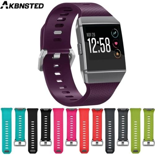 AKBNSTED Soft Silicone Bracelet Strap Replacement Watchband For Fitbit Ionic Small Large Size Smart Wristband Accessories