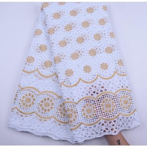 African Lace Fabric Latest Gold And with Embroidery High Quality Swiss Voile Lace In Switzerland African Pure Cotton Lace 5yards