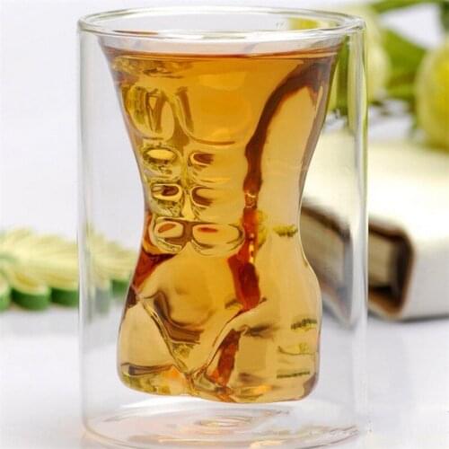 2017New Arrival Double Layer Beer Glasses Novelty Muscle men Shape beer Glass Cup Bar supplies Beer cup drink cup Lovers cup