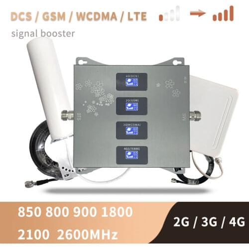 2G 3G 4G Band20800 850 900 1800 2100 2600 MhzLTE Cellular Repeater Mobile Phone Booster Quad-band Mobile Signal Amplifier Set
