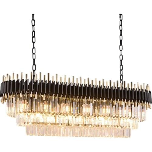 Youlaike Modern Crystal Chandelier For Dining Room Luxury Kitchen Island Hanging Lighting Fixtures Black LED Cristal Lustres