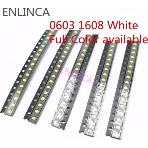100pcs 0603 1608 SMD LED Chip 2-3V Blue Red White Green Yellow pink Purple UV orange Light Emitting Diode SMT Light-Emitting