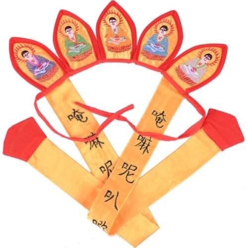 Taoist monk embroidery headwear Buddhism cap FIVEBuddha crown hats