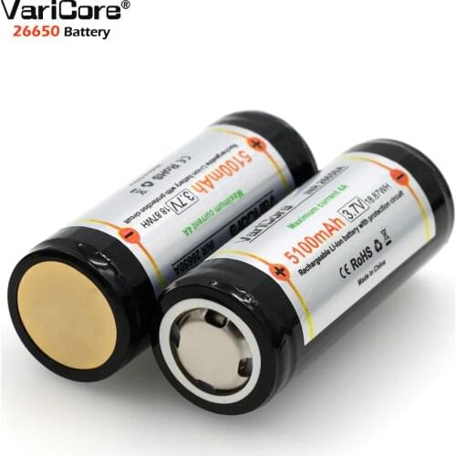 VariCore 26650 3.7V Lithium Battery 26650 4A High current discharge Protective Board Battery for Highlight Flashlight