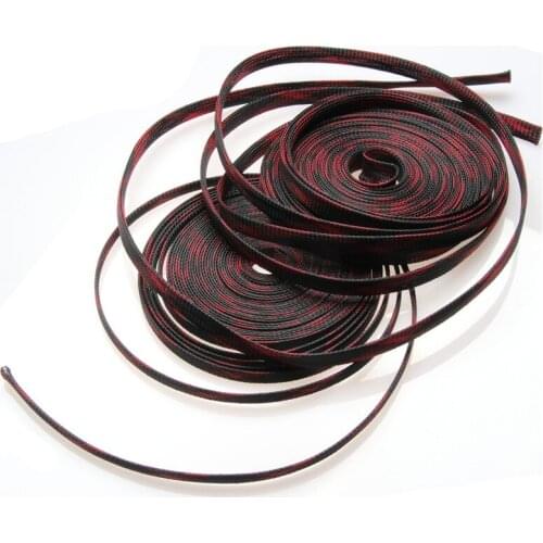High Quality 100M Red&Black Expandable Insulated Cable Sleeve Wrapper Protecting Tight PET Braided Sleeves Wire