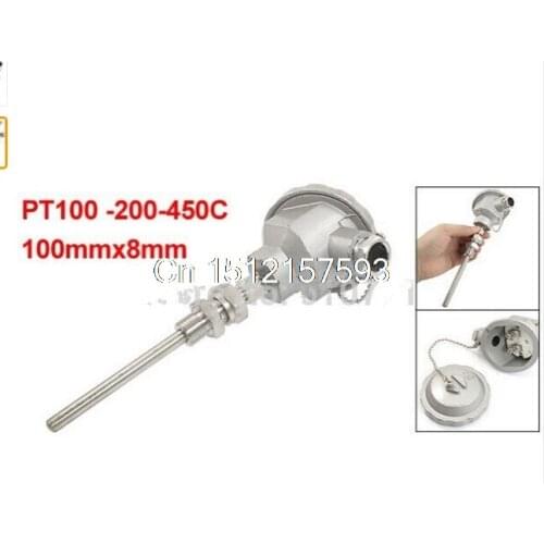 WZP-338 -200-450C PT100 100mmx8mm Sensing Rod Waterproof Temperature Transmitter Sensor M16*1.5mm