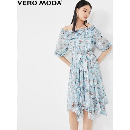 Vero Moda Women Off Shoulder Printed Floral Chiffon Summer Dress | 32026Z523