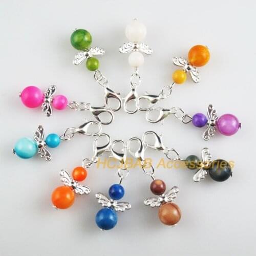 10 New Angel 14x21mm Charms Mixed Ball Shell Silver Plated Retro With Lobster Claw Clasps