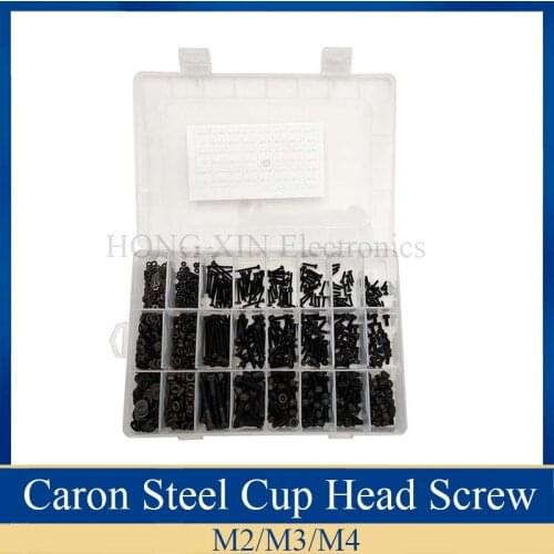 1200pcs/Set M2 M3 M4 Caron Steel Hex Socket Head Cap Screws Nuts & Washers Kit Hexagon Socket Head Cap Socket Screw