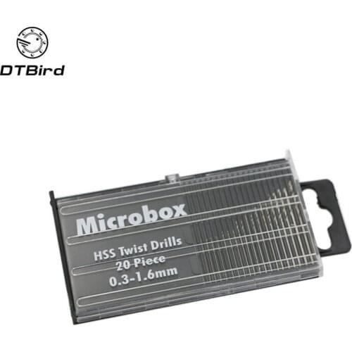 20Pcs Mini Drill Bit Set HSS Micro Twist Drill Bit Set 0.3mm-1.6mm Model Craft With Case Repair Tools Tiny Micro Twist Drill DT6
