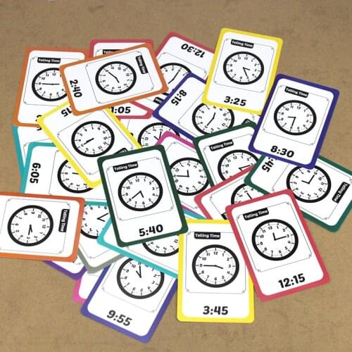 36Pcs Baby Learning Time/Alarm clock Life management montessori flash cards for cognitive educational card kids learn games toys