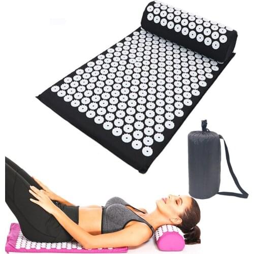 62*38cm Acupressure Mat and Pillow Massage Set Pain Spike Massage Yoga Mat Cushion Back Neck Foot Pain Relief Muscle Relaxation