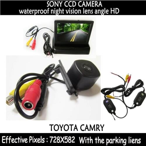 Wireless rearview camera 170 degree lens HD CCD backup camera+ 4.3 Inch LCD Mini Car Rearview Monitor for toyota camry 2008
