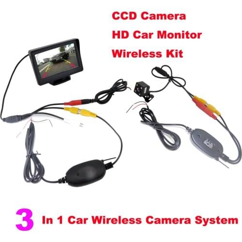 Wireless Car Parking Assistance Video Monitors , 3 in 1 Wireless Car Rear View Camera Monitor System 2.4Ghz Wireless Camera Kit