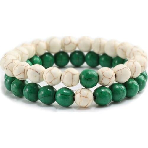 Beaded Bracelets 8MM Natural Turquoises Stone Stretch Bracelet Buddha Healing Bangles Men Women Charm Yoga Wrap Jewelry Pulseras