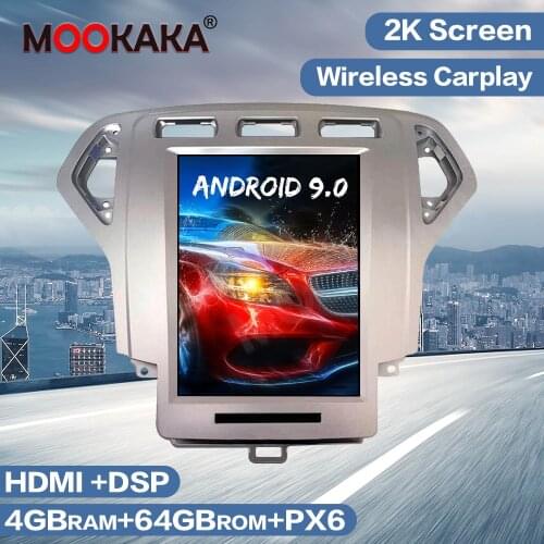 Vertical Screen Tesla Style Android 9.0 4G 64GB Car Radio Head Unit For Ford Mondeo MK4 2007 - 2010 GPS Navigation Multimedia HD