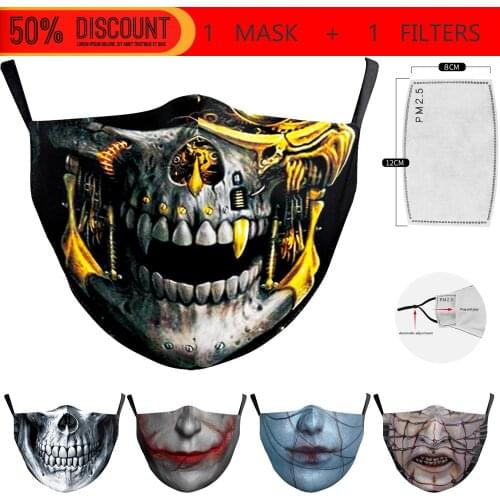 Hot Horror Movie Series Fashion Skull Mouth Masks Halloween Cospaly Womens Face-Protection Sports Breathable Adult Party Mask