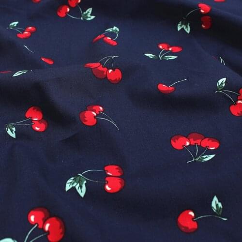 50x145cm Cute Cherry Summer Poplin Cotton Sewing Fabric DIY Childrens Wear Cloth Make Baby Dress Decoration Home