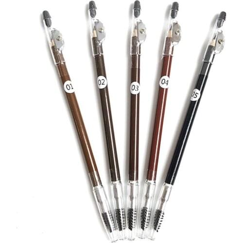 10 Piece Double-head Private Label Eyebrow Pencil With Sharpener Wooden Pole Eye Brow Pen Waterproof Easy To Wear Makeup
