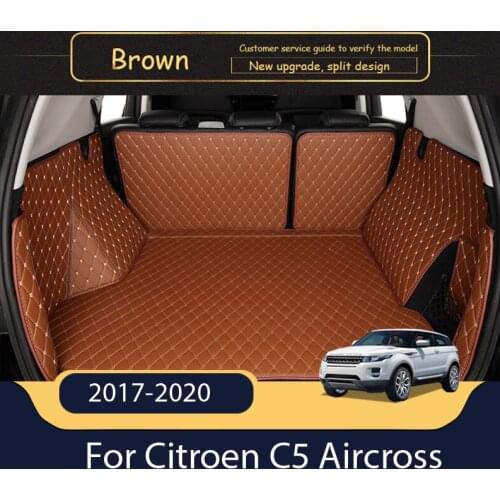 Leather Car Trunk Mat For Citroen C5 Aircross 2017-2020 Cargo Liner Accessories Interior Boot