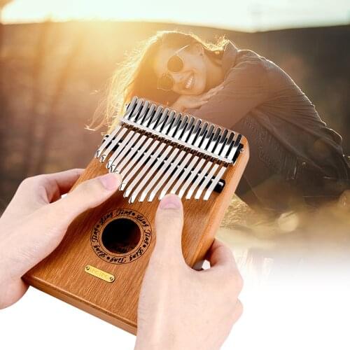 LINGTING K17GEQ 17-key Portable Thumb Piano Kalimba Mbira G Tonality Sandalwood Built-in Pickup with Storage Bag Carry Case