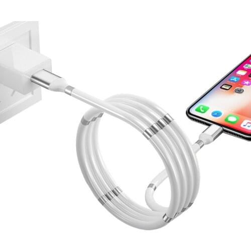 Magnetic rope automatically retractable cable Fast charging 3A USB to Micro Type C charger for iPhone xiaomi huawei