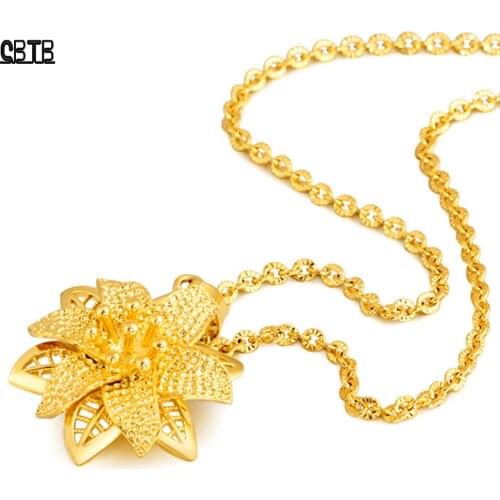 Muslim Islamic Flower Pendant Necklace Vietnam Sand Gold Water Wave Clavicle Necklace Gold Fashion Middle East Turkish Jewelry
