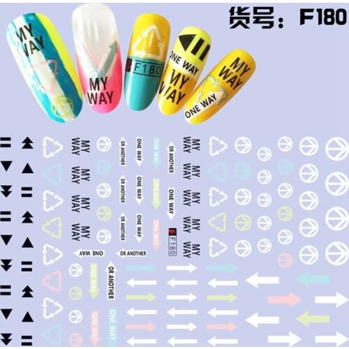 1 Sheet 3D MY WAY ONE WAY Music Player Button Pattern Adhesive Nail Art Stickers Decorations DIY Salon Tips F180