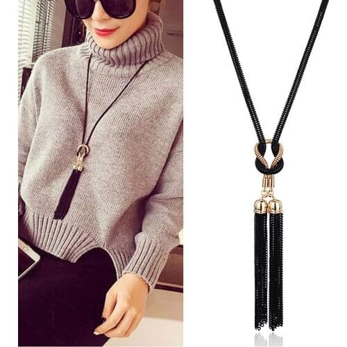 2021 New Arrival Female Pendant Necklace Tassel Long Winter Sweater Chain Necklace Necklace Wholesale Sales