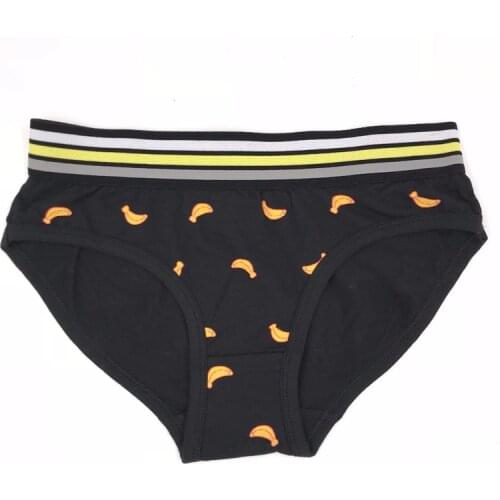 New Women Briefs Underwear Neutral Boyshort Cotton Panties Soft Cute Bananas Knickers M-2XL A19035-3