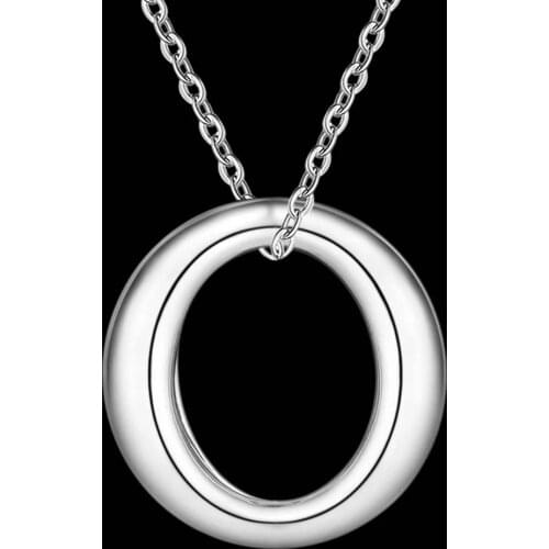 Charm new 925 Sterling Silver Simple O round Pendant Necklace For Women Christmas gifts lady fashion party wedding Jewelry