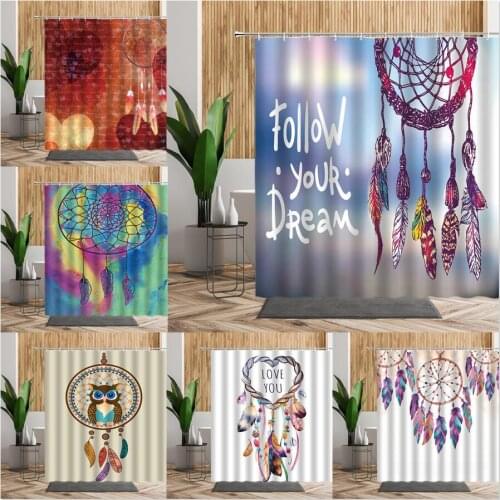 Fantasy Feather Bathroom Shower Curtain Set Follow Dream Pattern Bath Decor Accessorie 3D Wall Hanging Cloth Waterproof Curtains
