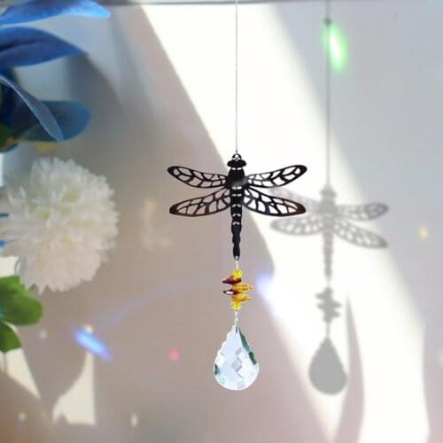 Hanging Decor Glass Pendant Ornaments Crystal Prism Sunburst Bird Dragonfly Owl Butterfly Wind Chimes Rainbow Chaser