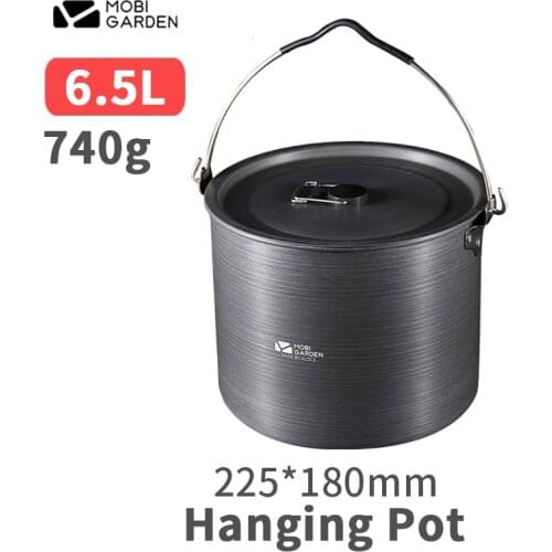 Mobi Garden Outdoor Camp 6.5L Hanging Pot 740g Ultralight Portable Aluminum Alloy Pot Campfire Picnic Can Be Used With Tripod