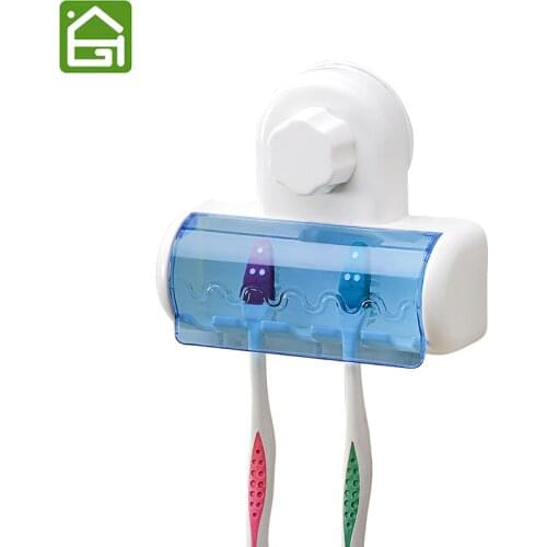Suction Cup Toothbrush Holder Wall Mounted Toothbrush Hanger Hold 5 Toothbrushes Bathroom Accessory