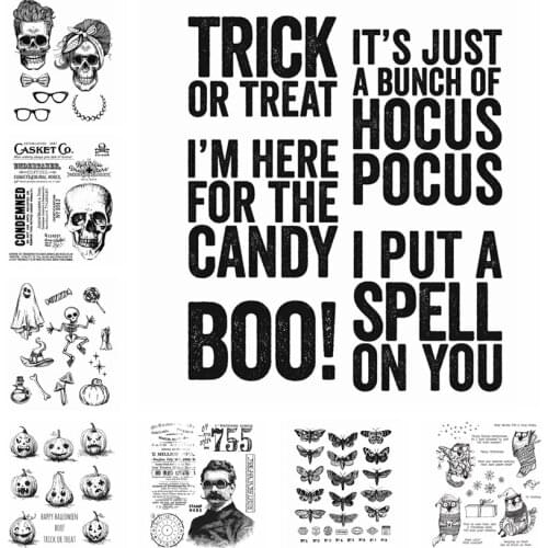 Professor Moth Study Halloween Doodles Wicked Hipsters Pumpkin Head Skeleton Clear Stamp DIY Craft Card Album Making Toumai