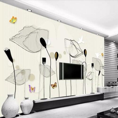 Simple and beautiful hand-painted background wall professional production mural wallpaper wholesale custom poster photo wall