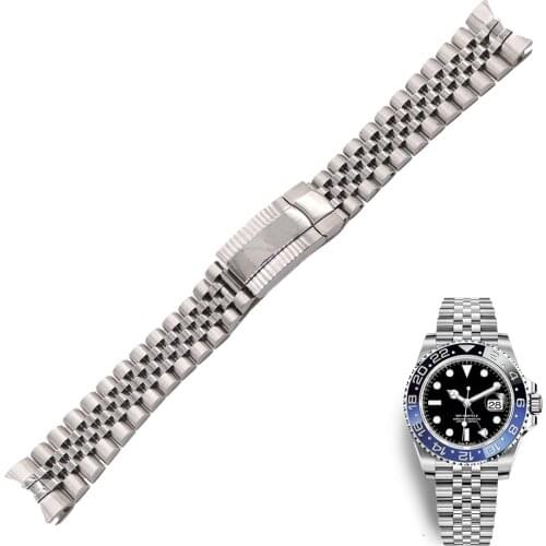 Rolamy 20mm Solid Curved End Screw Links Glide Lock Watch Band For Rolex GMT Master II