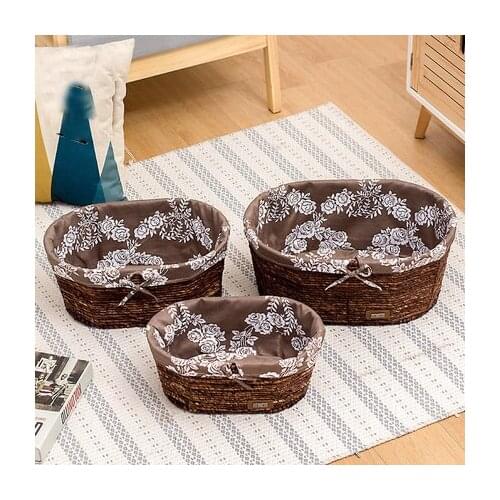 Rattan Desktop Storage Basket Snack Box Clothes Finishing Basket Straw Handmade Woven Box Storage Box