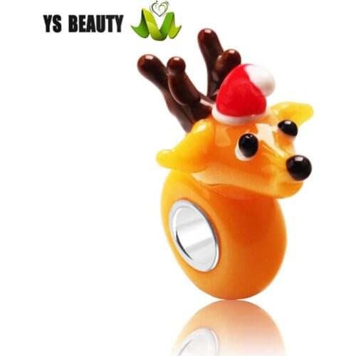 Christmas deer shaped glass beads personalized DIY beaded bracelet tie-in for original bracelet charm jewelry gifts wholesale