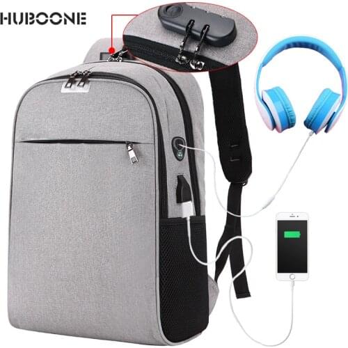 HUBOONE USB Chargeing Backpack Women Men 15.6" Anti Theft Laptop Backpack School Bag For Teenage Girls Travel Backpacks Mochila