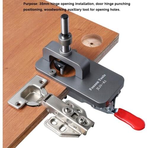 Hinge Hole Drilling Guide Locator 35mm Drilling Template Locator Aluminum Alloy Woodworking Hole Opener for Door Cabinet