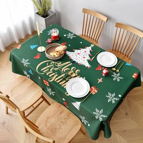 New Year Christmas Tablecloth Kitchen Dining Table Decorations Home Rectangular Party Table Covers Christmas Ornaments