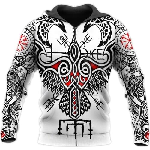 Tessffel Vikings God Viking Warrior Odin Tattool Harajuku NewFashion Tracksuit 3DPrint Streetwear Pullover Hoodies Men/Women 13
