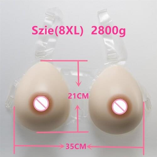 Unique Silicone Breast Form Bra 2800g/pair White Soft Silicone Boobs For Transgender Crossdresser Needn't Adhesives